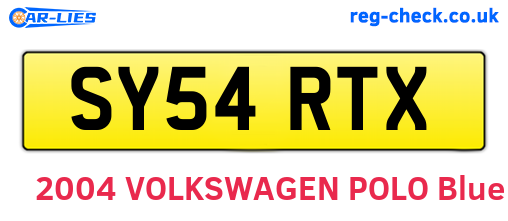 SY54RTX are the vehicle registration plates.
