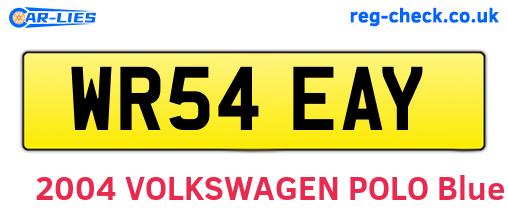 WR54EAY are the vehicle registration plates.