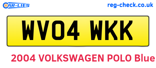 WV04WKK are the vehicle registration plates.