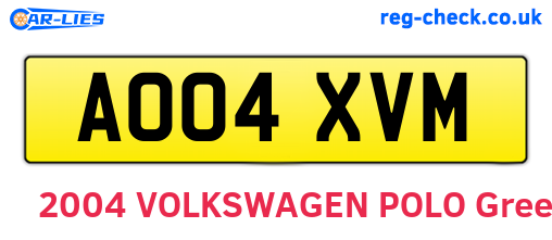 AO04XVM are the vehicle registration plates.