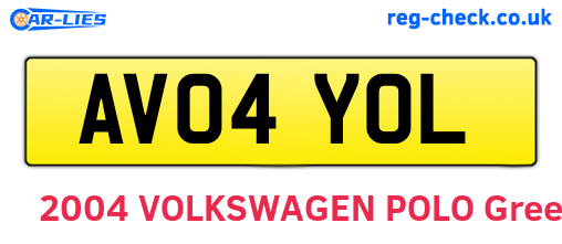 AV04YOL are the vehicle registration plates.