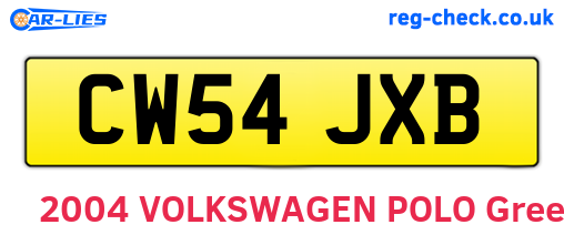 CW54JXB are the vehicle registration plates.