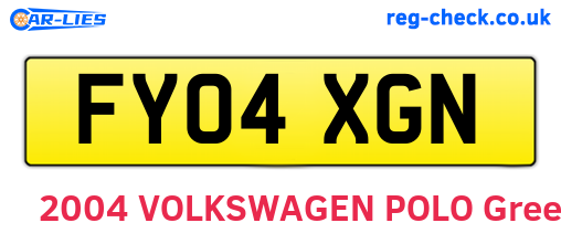 FY04XGN are the vehicle registration plates.