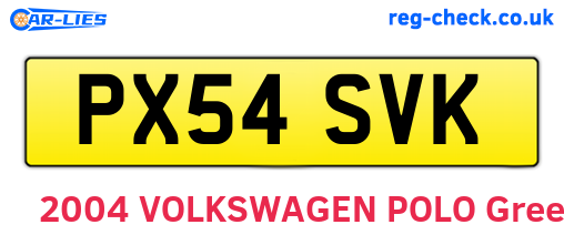 PX54SVK are the vehicle registration plates.