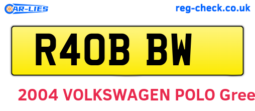 R40BBW are the vehicle registration plates.