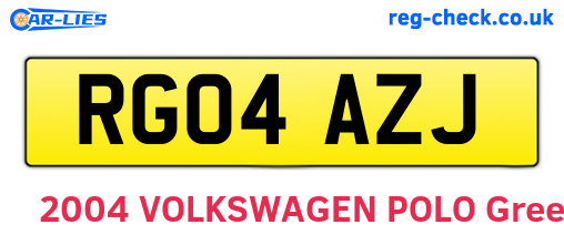 RG04AZJ are the vehicle registration plates.