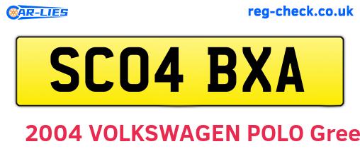 SC04BXA are the vehicle registration plates.