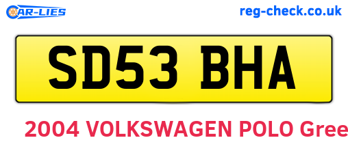 SD53BHA are the vehicle registration plates.