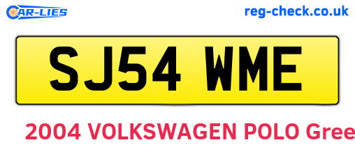 SJ54WME are the vehicle registration plates.