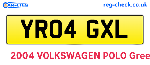 YR04GXL are the vehicle registration plates.