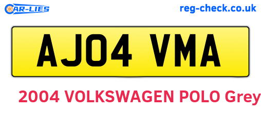 AJ04VMA are the vehicle registration plates.