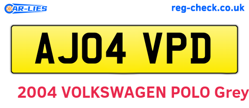 AJ04VPD are the vehicle registration plates.