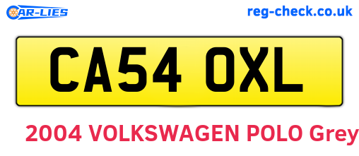 CA54OXL are the vehicle registration plates.