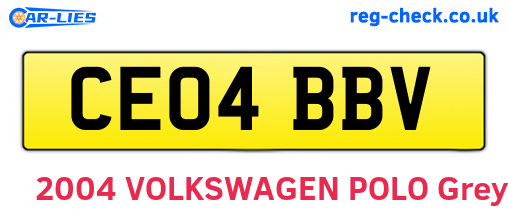 CE04BBV are the vehicle registration plates.