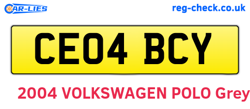 CE04BCY are the vehicle registration plates.