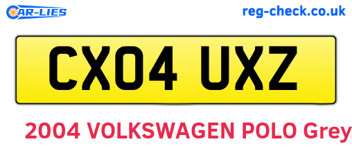 CX04UXZ are the vehicle registration plates.