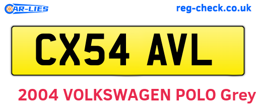 CX54AVL are the vehicle registration plates.