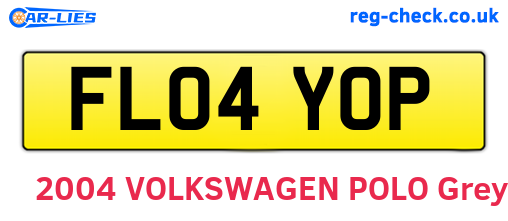 FL04YOP are the vehicle registration plates.