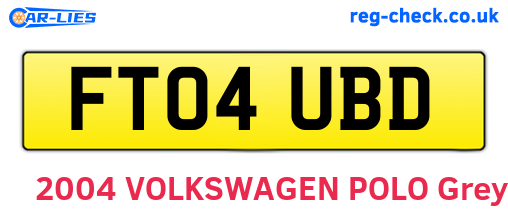 FT04UBD are the vehicle registration plates.