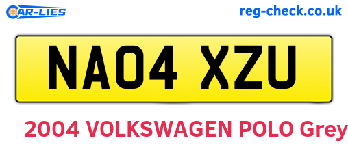 NA04XZU are the vehicle registration plates.