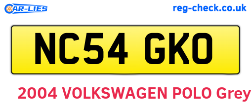 NC54GKO are the vehicle registration plates.