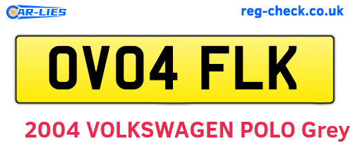 OV04FLK are the vehicle registration plates.
