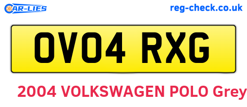OV04RXG are the vehicle registration plates.