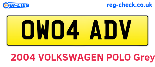 OW04ADV are the vehicle registration plates.