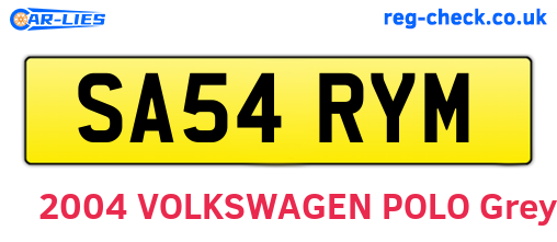 SA54RYM are the vehicle registration plates.