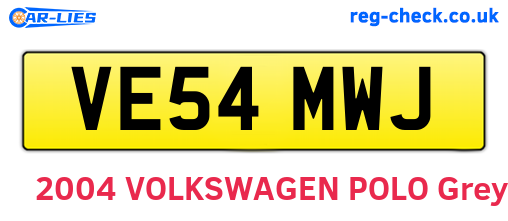 VE54MWJ are the vehicle registration plates.