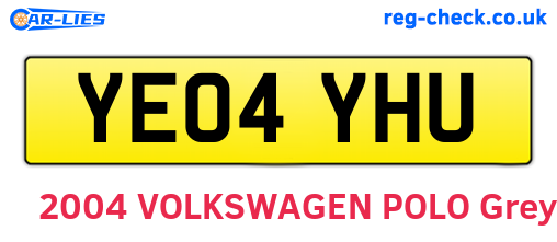 YE04YHU are the vehicle registration plates.