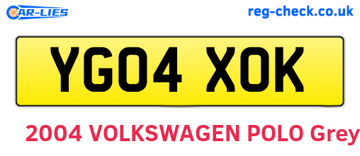 YG04XOK are the vehicle registration plates.
