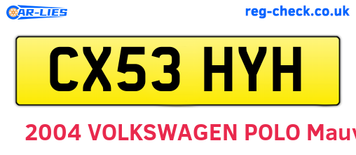 CX53HYH are the vehicle registration plates.