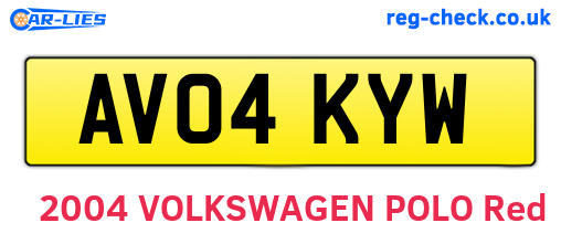 AV04KYW are the vehicle registration plates.