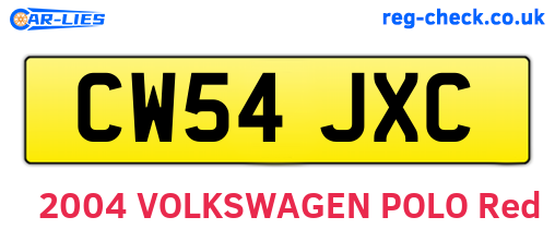 CW54JXC are the vehicle registration plates.