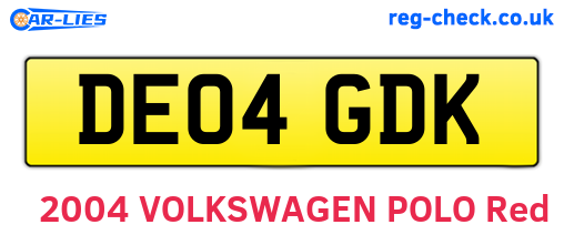 DE04GDK are the vehicle registration plates.