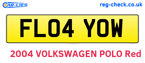 FL04YOW are the vehicle registration plates.