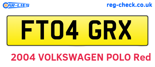 FT04GRX are the vehicle registration plates.