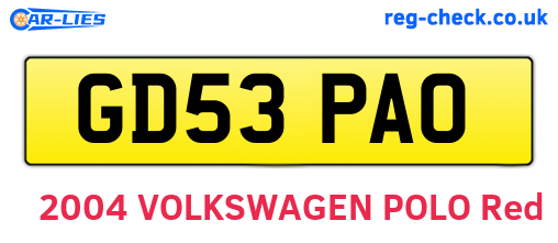 GD53PAO are the vehicle registration plates.