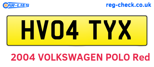 HV04TYX are the vehicle registration plates.