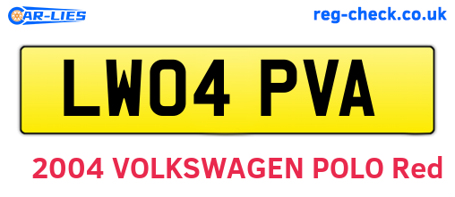LW04PVA are the vehicle registration plates.