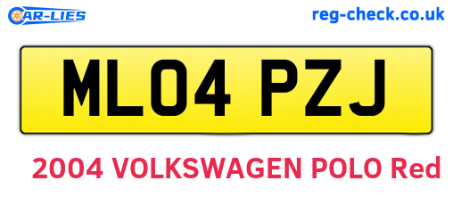 ML04PZJ are the vehicle registration plates.