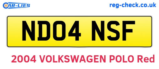 ND04NSF are the vehicle registration plates.