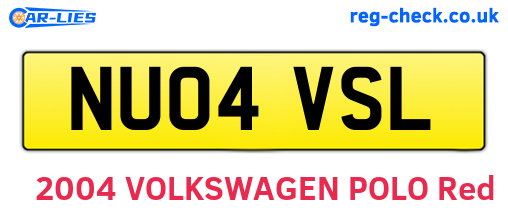 NU04VSL are the vehicle registration plates.