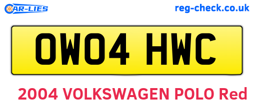 OW04HWC are the vehicle registration plates.