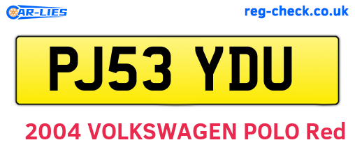 PJ53YDU are the vehicle registration plates.