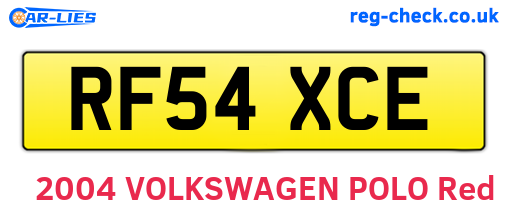 RF54XCE are the vehicle registration plates.