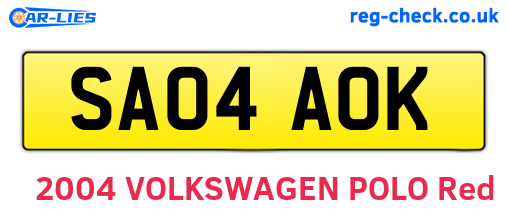 SA04AOK are the vehicle registration plates.