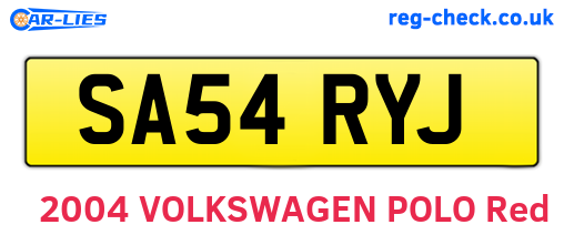 SA54RYJ are the vehicle registration plates.