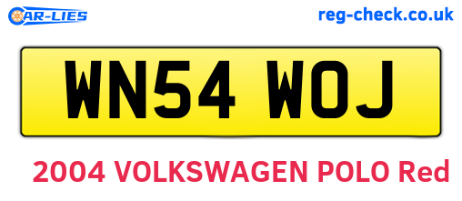WN54WOJ are the vehicle registration plates.